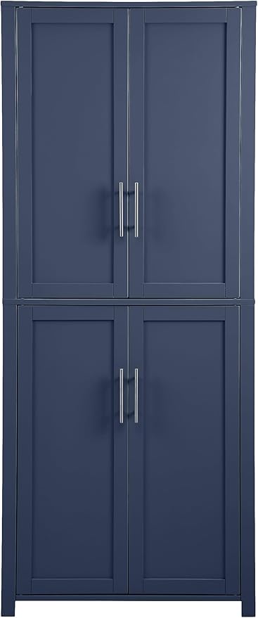 Crosley Furniture Savannah Tall Pantry Storage Cabinet with Shelves, Kitchen, Dining, or Laundry Room, Navy