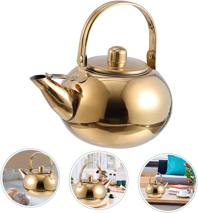 ABOOFAN Stainless Steel Teapot Infuser Portable Kettle for Home Use Capacity Compatible Induction and Gas Stoves Heat Resistant Easy to Clean