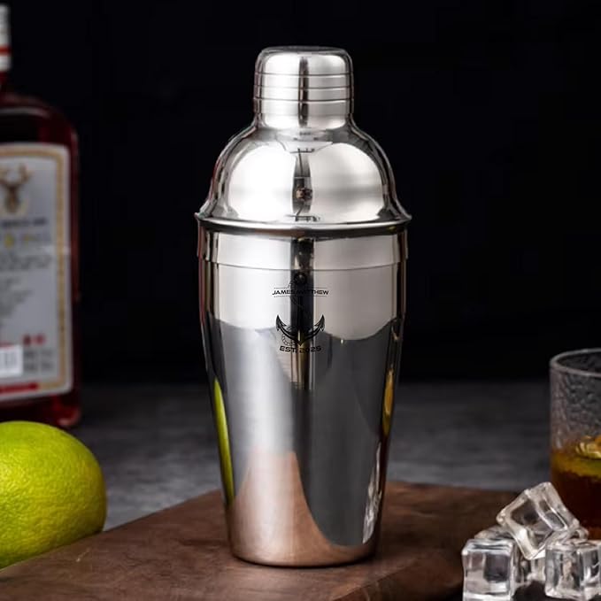 Personalized Cocktail Shaker Set 24oz - Custom Engraved Stainless Steel Martini & Drink Shaker with Built-in Strainer, Measurements & Spoon - Unique Bar Shaker & Mixology Kit for Bartenders (Anchor)
