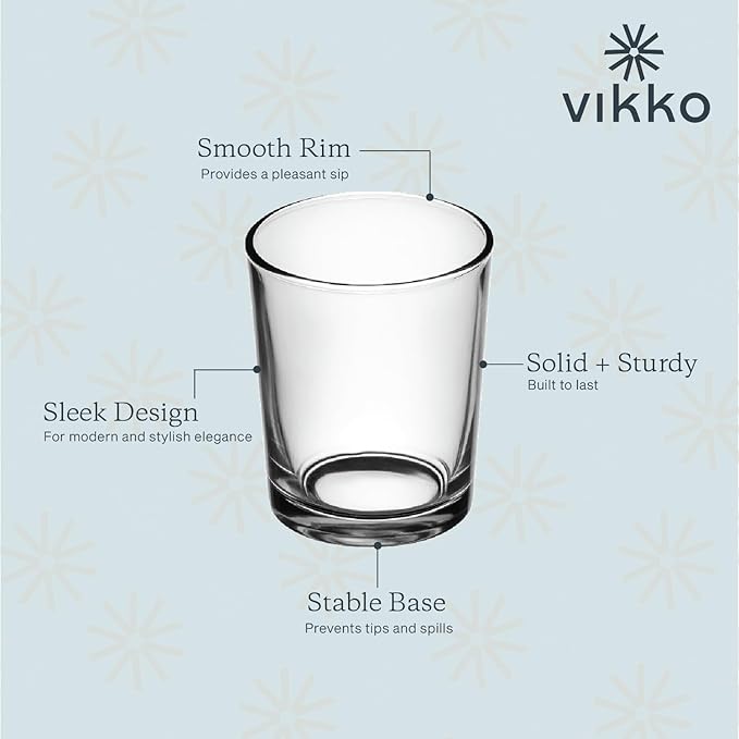 Vikko MINI Orange Fruit Juice Glasses, 5 oz, Set of 6 SMALL Durable Glass Tumblers, Dishwasher Safe