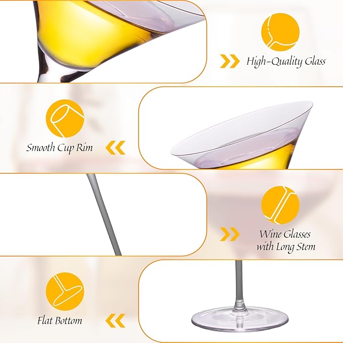 KAMMAK Martini Glasses Set of 2, 4.73 oz Clear Crystal Cocktail Glasses with Stem, Reusable Cocktail Glassware for Wedding Birthday Party, Bar, Margarita, Whiskey, Gin, Tequila, ZY1801