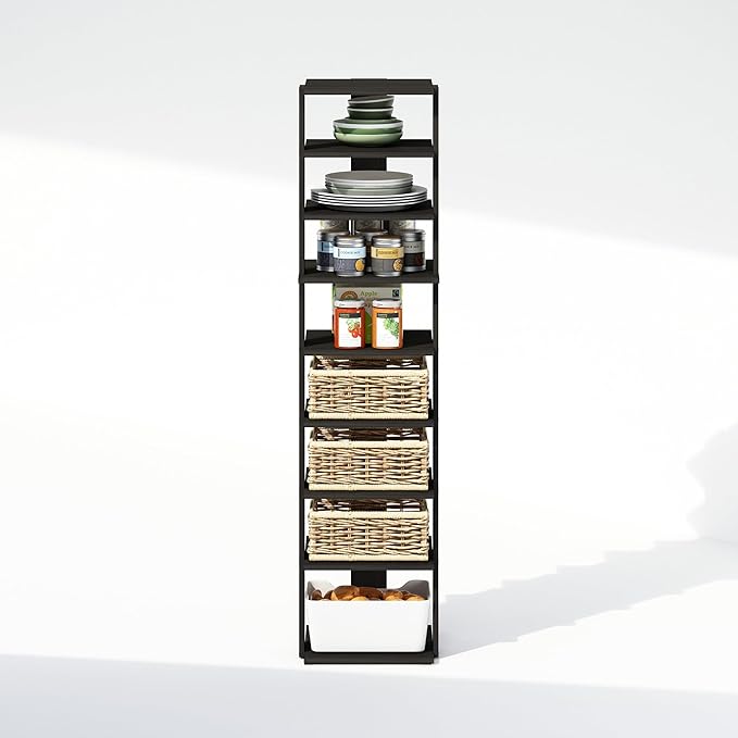 Furinno Turn-N-Tube Corner Shelf, 9-Tier Display Rack, Vertical Corner Storage Rack, Space Saving Organization and Storage, Entryway, Living Room, Closet, Espresso
