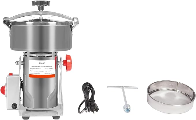 2500g Electric Grain Mill Grinder with High-pressure Cover, High Speed 4500W Commercial Grinders, Stainless Steel Machine for Dry Grains, Coffee, Corn(2500g/5.5lbs - B)