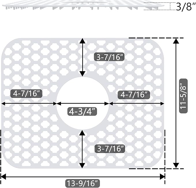 2 Pack Silicone Sink Protector for Kitchen Sink Bathroom, 13.58"x 11.6" Heat-resistant Sinks Mat, Non-Slip and Durable Sinks Protectors Silicone, Center Drain (White)