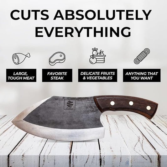 COOLINA Alpha Duo Knife Set - Lixy Cleaver & Tungsten XL Chef Knife, Hand-Forged High-Carbon Steel, Razor-Sharp, Full Tang, Ergonomic Handle