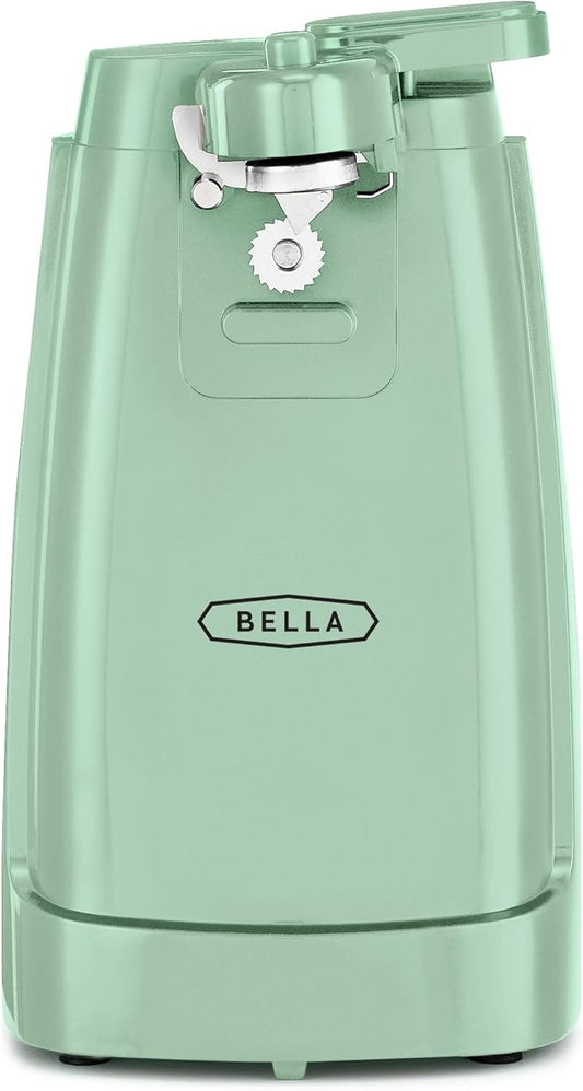 bella Electric Can Opener and Knife Sharpener, Removable Cutting Lever, Cord Storage, Stainless Steel Blade, Sage