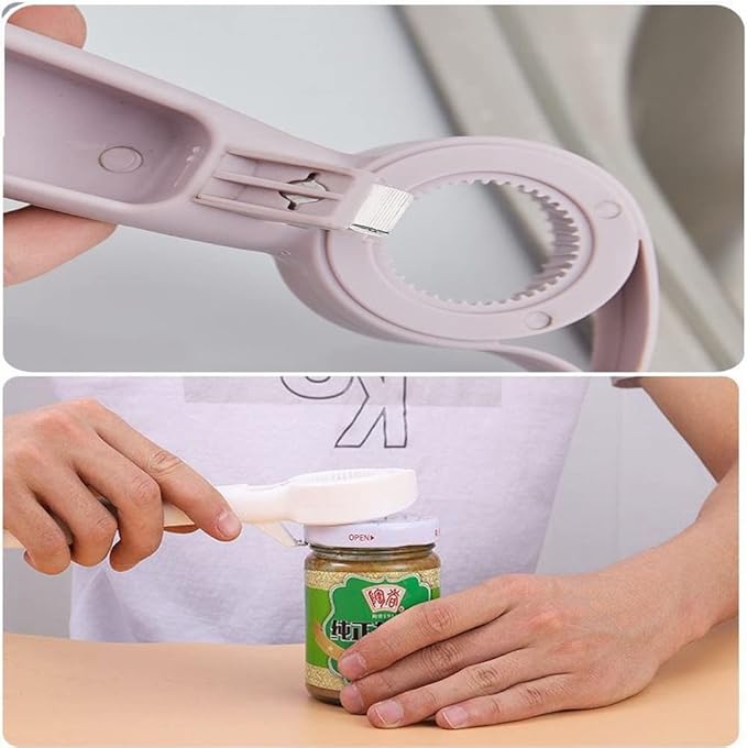 New 4 in 1 Multi Function Can Opener Bottle,Multi Kitchen Tool for Jelly Jars,Wine, Beer and other,Bottle Opener to Protect the Nail Use for Children,Elderly and Arthritis Sufferers (2Pcs)