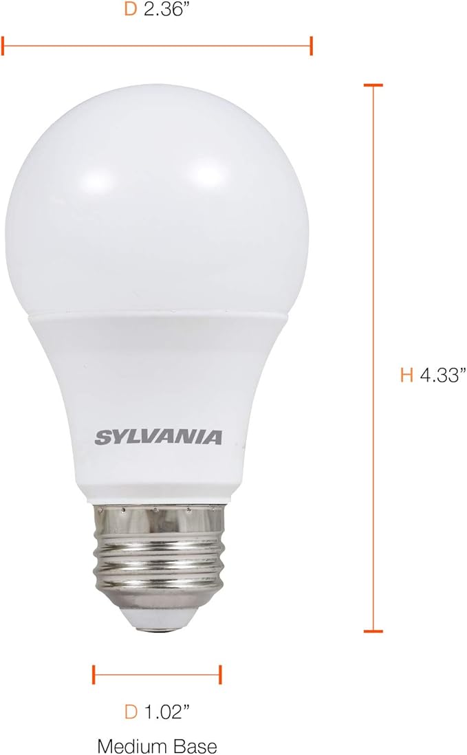 LEDVANCE Sylvania LED A19 Light Bulb, 60W Equivalent, Efficient 8.5, 10 Year, W, 5000K, 800 Lumens, Frosted, Daylight (74766) (Pack of 1, 24 Count Total)