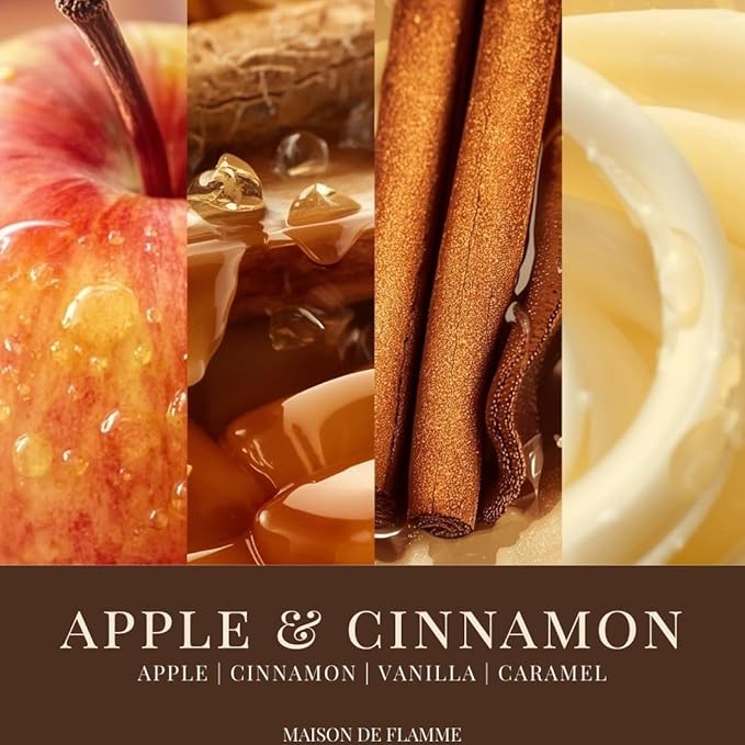 Apple & Cinnamon Odor-Eliminating Scented Candle (White Jar, 200g/7oz) | Long-Lasting Premium Soy Wax Candle for Smoke, Kitchen & Pet Odors