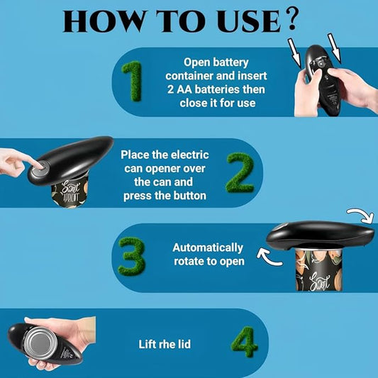 Electric Can Opener, Hands Free One Touch Automatic Can Openers Fit Different Can Sizes and Shape with No Sharp Edges for Kitchen, Kitchen Gadgets for Senior with Arthritis