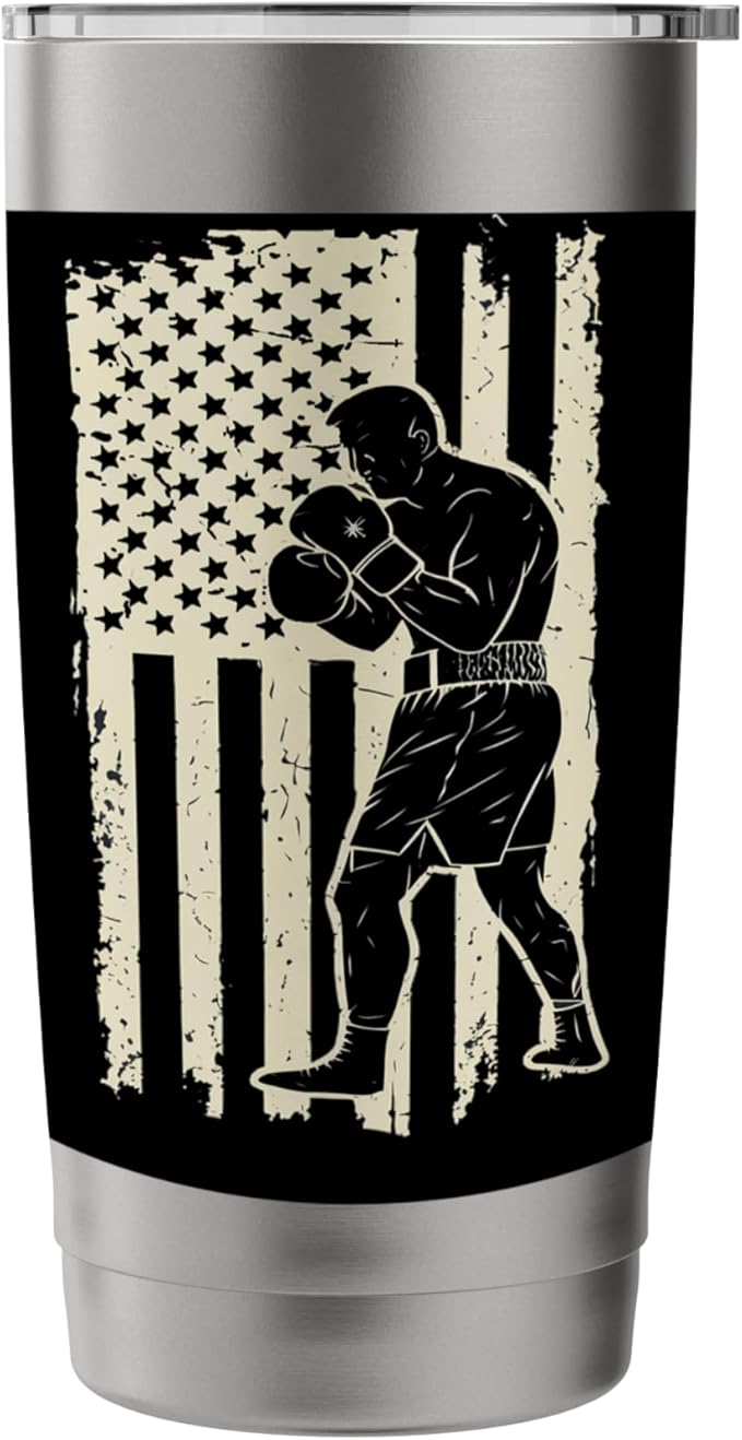 American Flag Boxing Patriotic Boxer Stainless Steel Insulated Tumbler
