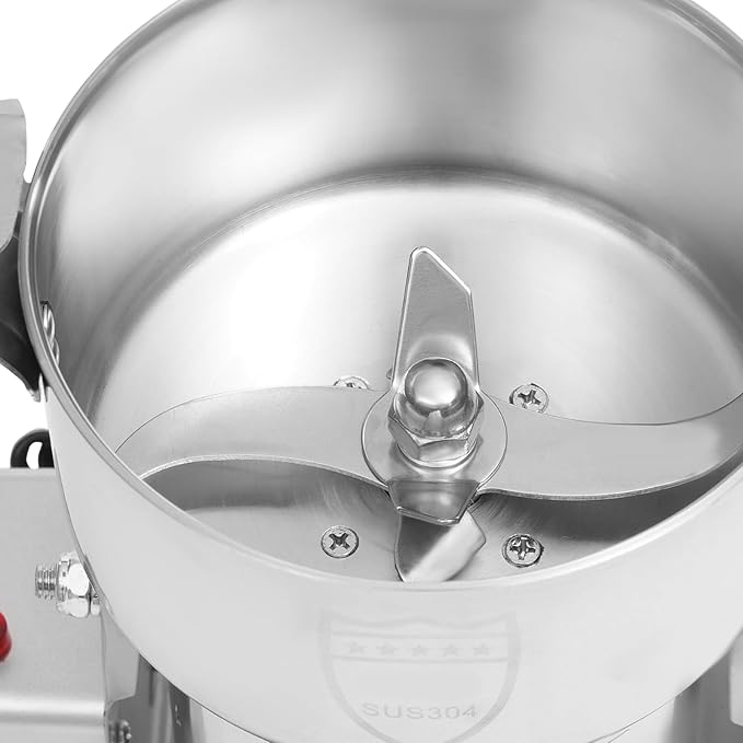 800g Electric Grain Mill Grinder with High-pressure Cover High Speed 3500W Commercial Grinders, Stainless Steel Machine for Dry Grains, Coffee, Corn (800g/1.8lbs - B)