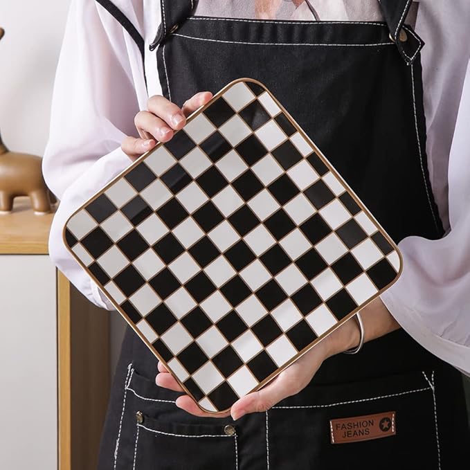 Porlien Checker Square Dinnerware Set for 4