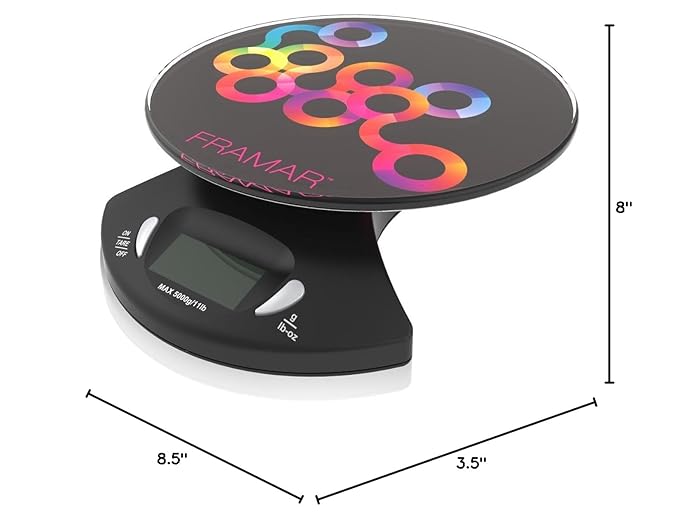 FRAMAR Hair Color Scale for Hair Salon - Digital Scale for Hair Color, for Kitchen, Food, Stylist, Easy to Clean, Accurate - Elegant Black
