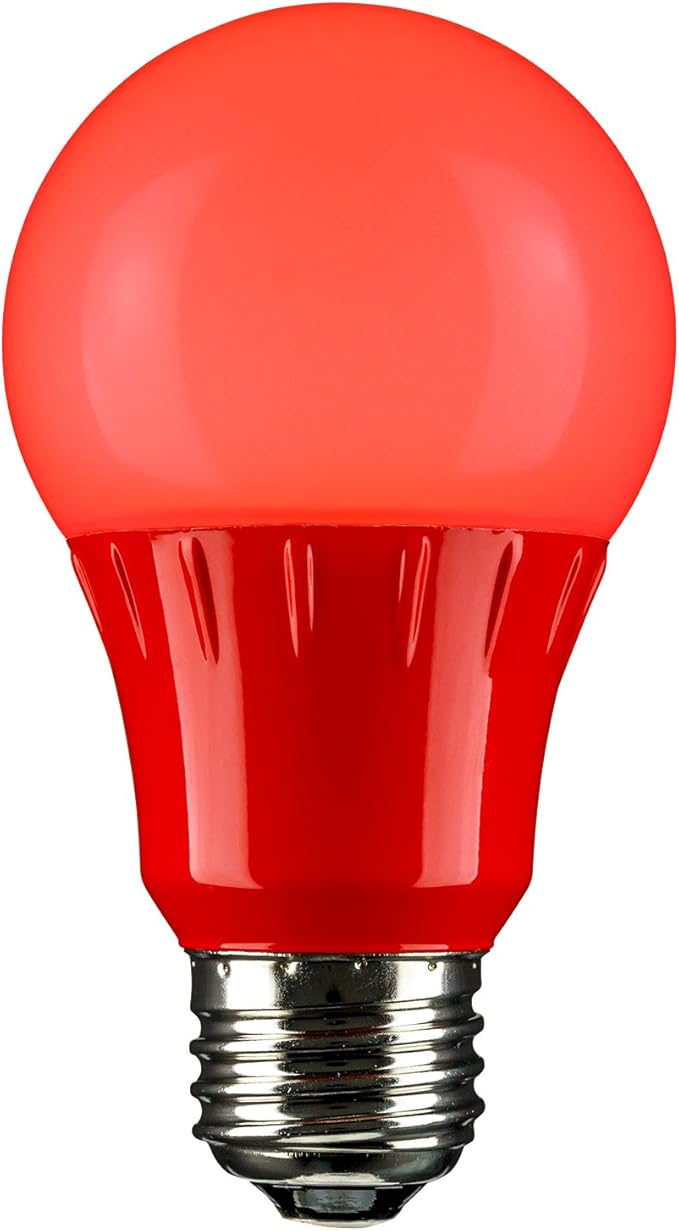 Sunlite 80148 LED A19 Colored Light Bulb, 3 Watts (25w Equivalent), E26 Medium Base, Non-Dimmable, UL Listed, Party Decoration, Holiday Lighting, 1 Count, Red