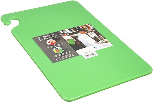 San Jamar CB121812 Cut-N-Carry Co-Polymer Cutting Board, 18" Length x 12" Width x 1/2" Thick, Green (CB121812GN)