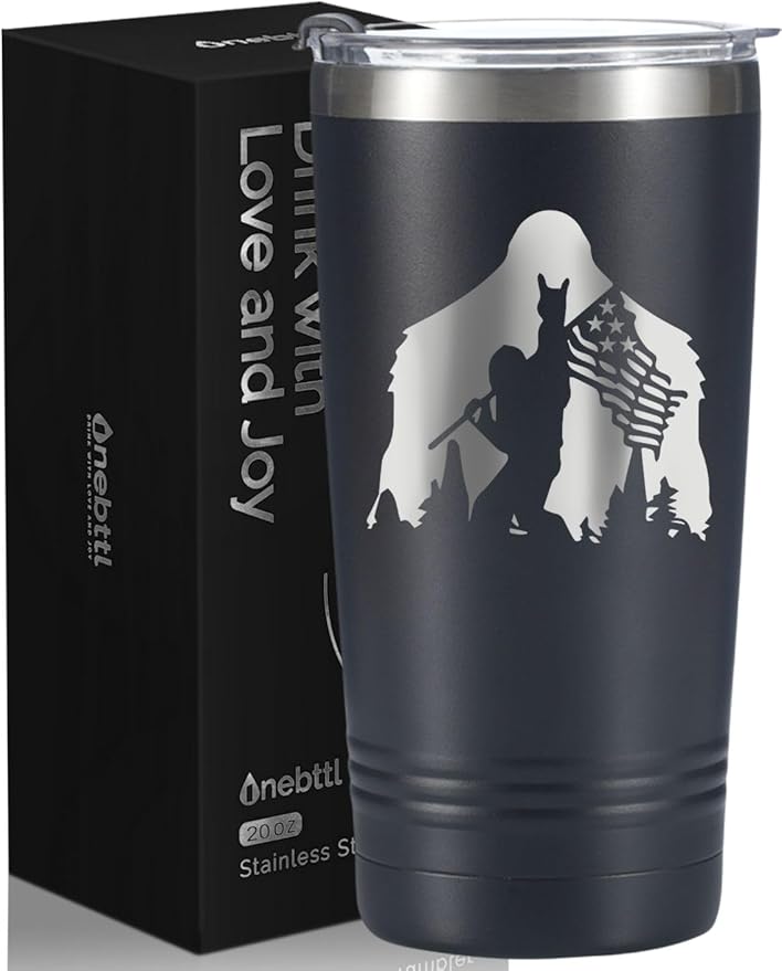 Onebttl Bigfoot Gifts for Men, Sasquatch Gifts, 20 oz Travel Mug Insulated Tumbler - Bigfoot Flag