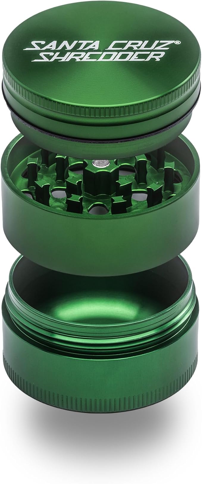 Santa Cruz Shredder Spice Grinder 3 Piece Medium 2 1/8" Superior Grip and Aluminium (Green)