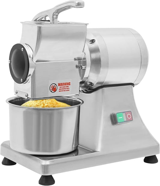 Bepritm Electric Cheese Grater, 550W Commercial Cheese Grinder with Stainless Steel Bucket, Desktop Large Stainless Steel Cheese Grating Machine for Block Cheese Fruit Veggies, 88lb/Hour