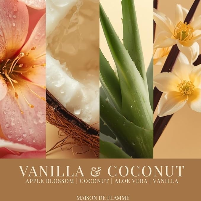 Vanilla & Coconut Odor-Eliminating Scented Candle (White Jar, 200g/7oz) | Long-Lasting Premium Soy Wax Candle for Smoke, Kitchen & Pet Odors
