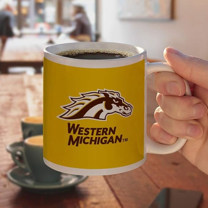 Western Michigan University Logo Ceramic Coffee Mug, Novelty Gift Mugs for Coffee, Tea and Hot Drinks, 11oz, White