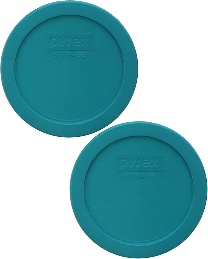 Pyrex 7200-PC 2-Cup Turquoise Food Storage Replacement Lid (2-Pack) - Made in USA
