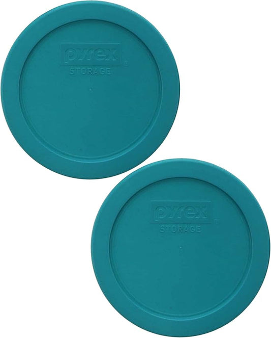 Pyrex 7200-PC 2-Cup Turquoise Food Storage Replacement Lid (2-Pack) - Made in USA