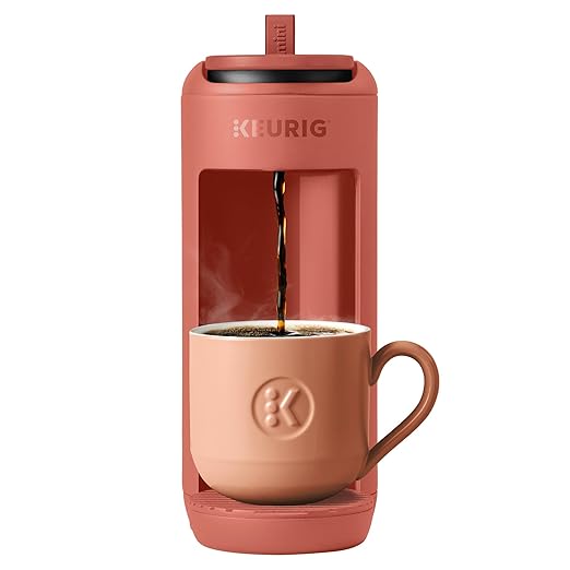 Keurig K-Mini Mate Single Serve Coffee Maker – Ultra-Compact 4” Width, Travel Mug Friendly, Ideal Holiday Gift for Small Spaces, Red Rocks