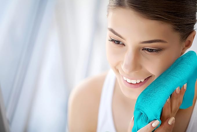 Softolle 100% Cotton Washcloths 24 Pack (12x12 Inches) Soft, Highly Absorbent Washcloth, Face Towels, Wash Cloths for Face, Ring Spun, Bulk Pack (Turquoise)