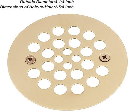 Artiwell 4-1/4“ Shower Strainer Drain Trim Set, Screw-in Shower Strainer Drain Cover, Plastic-Oddities Style Replacement Strainer Grid, Machine & Self-Tapping Screws Included (Champagne Bronze)