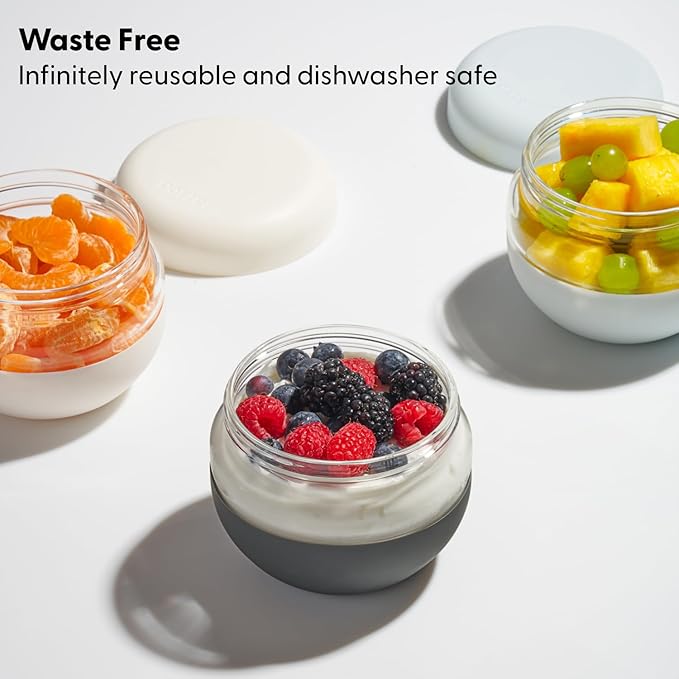 W&P Porter Seal Tight, Lunch Bowl Container w/ Lid | Charcoal 24 Ounces | Leak & Spill Proof, Soup & Stew Food Storage, Meal Prep, Airtight, Microwave and Dishwasher Safe, BPA-Free Glass