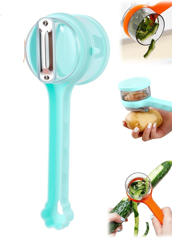 2026 New Kitchen Special Fruit Peeler with Box Storage,Stainless steel double sided storage peele with Catcher Peeler with Storage Bucket,Apple Peeler, Carrot Peeler, Orange Peeler (green)