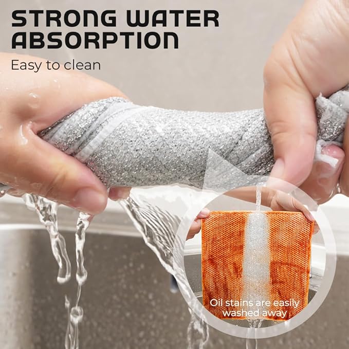 2024 New Multipurpose Wire Dishwashing Rags, Premium Metal Wire Dishwashing Cloth Scrubs Cleans, Scrubbing Wire Dishwashing Rags Non-Scratch Wire Dishcloth for Dishes, Sinks (10)