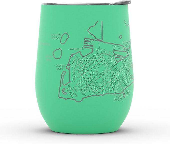 Well Told Engraved Key West Florida Map Insulated Wine Tumbler, Etched Stainless Steel Cup (12 oz, Sunday Green) City Map Insulated Tumbler, Custom Insulated Tumbler, Outdoor Drinkware