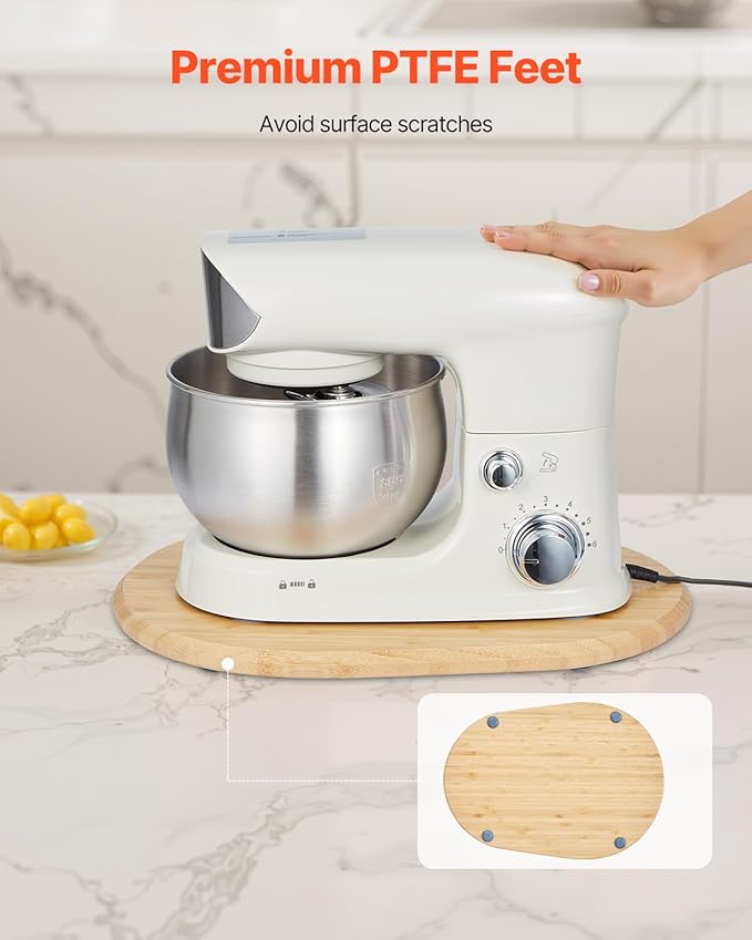 VEVOR Mixer Slider Mat for Tilt Head Kitchen Aid 5.5-8 Qt Stand Mixer, kitchenaid Mixer Slider with PTFE Feet, Kitchen Countertop Storage Accessories Moving Tray attachments (Natural Wood)