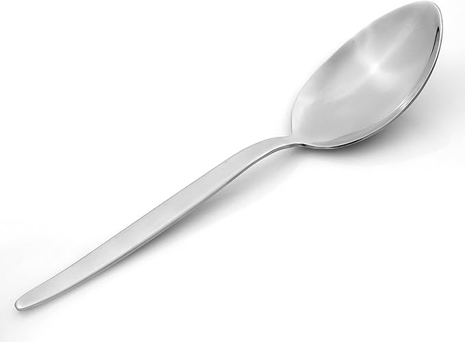 Chef Kunz Spoon Set | Pack of 2 | 18/10 Stainless Steel Serving Spoons | 9 Inch Basting Quenelle Chef Cooking Utensils Dinner Plating Spoon