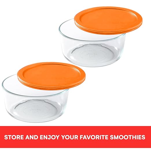 Wood Grip - Lids for Pyrex and Anchor Round Glass Containers - Lids for Pyrex Glass Containers - Replacement Lids (Red, 2 Cups, 4 Pack)