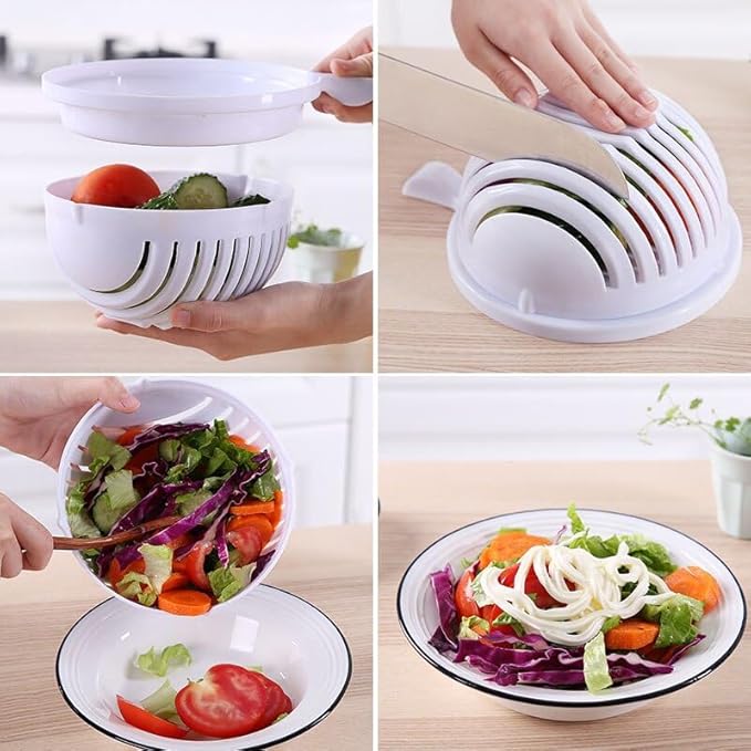 Quick Salad Maker Chopper Salad Cutter Bowl Swiftly Dice Fruits & Vegetables, BPA-Free Healthy Meals and Salads in Minutes Multi-functional (Blue)