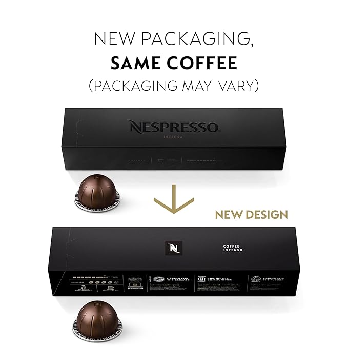 Nespresso Capsules Vertuo, Intenso, Dark Roast Coffee, 30-Count Coffee Pods, Brews 7.8oz.