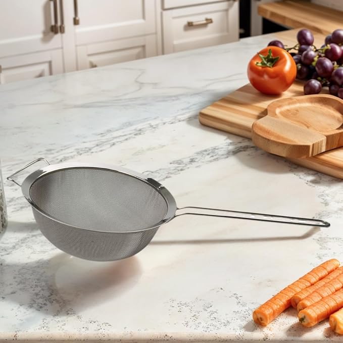 SAMMART Stainless Steel Mesh Strainer/Colander with Handle - Round Sieve with Wider Hoop (1, 9 inches)