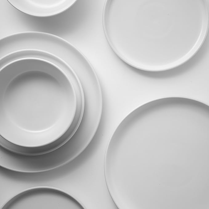 Dinnerware Sets, Stoneware Dinnerware Sets, Plates and Bowls Sets, Dishes, 12-Piece Service for 4, White