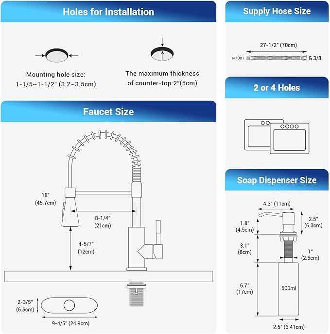 DAYONE Touchless Kitchen Sink Faucet with Pull Down Sprayer and Soap Dispenser, Stainless Steel Motion Sensor Touch Faucet for Kitchen Sink Smart Hands-Free Single Handle, Brushed Nickel