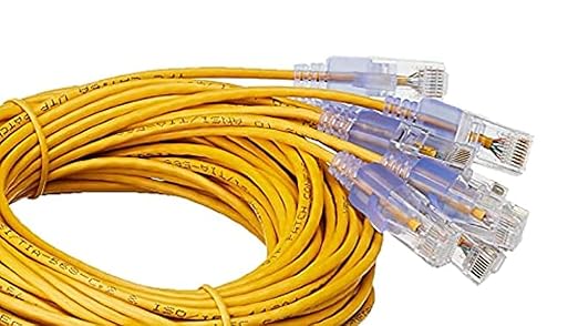 Monoprice - 116347 SlimRun Cat6A Ethernet Patch Cable - Snagless RJ45 UTP Pure Bare Copper Wire 10G 30AWG 5ft Yellow 10-Pack