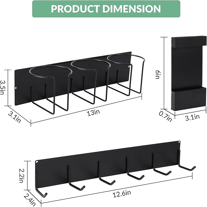 Garvee 4-Pack Magnetic Stanley Cup Holder for Fridge, Premium Carbon Steel Tumbler Organizer, Space-Saving Cup Holder & Lid Organizer for Kitchen Cabinet Storage (35 * 10.5 * 9.5cm)