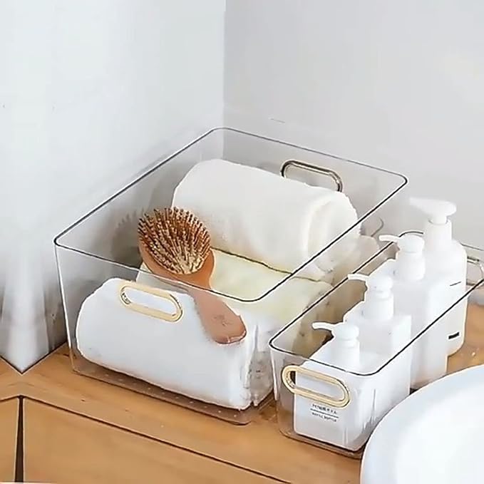 Clear Plastic Storage Bins Kitchen Organization, Pantry Storage, Fridge Organizer, Pantry Organization and Storage Bins, Cabinets Organizers, Bathroom storage bins- 3L