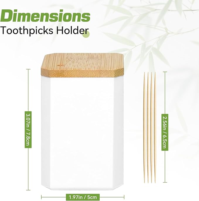 Toothpick Holders 1 Pack with 2400 Picks,Round Toothpicks Double-Side Point for Teeth,Food Pick,Appetizers,Cocktails Fruits,Olive&DIY Craft.
