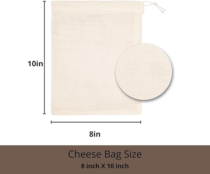 PurpleEssences Empty Spice Bags for Cooking Soup - Natural Unbleached Cotton Muslin Drawstring Cheesecloth Bags for Tea, Herbs, Bone Broth, Cold Brew & Straining - Natural (2, 8 x 10 Inch)