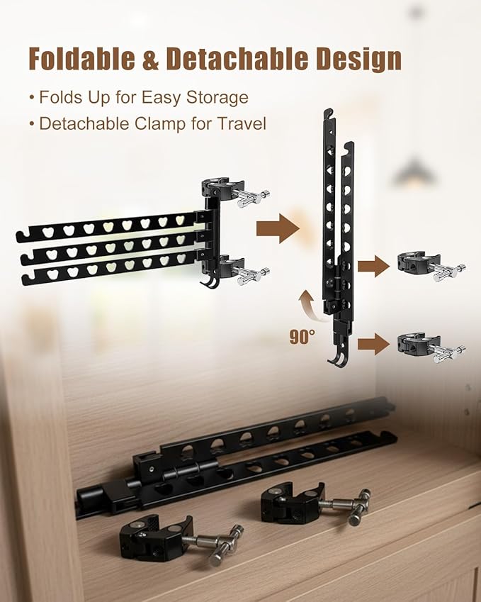 Aluminum RV Clothes Drying Rack 3 Swivel Arms, 180° Adjustable and 90° Fold-Up Storage, Rustproof No-Drilling Mount for Camper Trailer Boat Balcony Motorhome