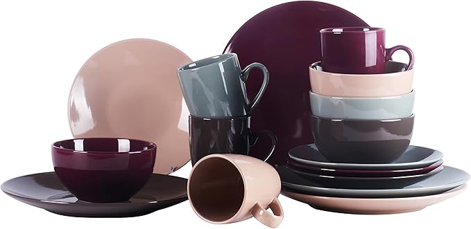 Color Wave Stoneware16pc Dinnerware Set, Autumn Foliage