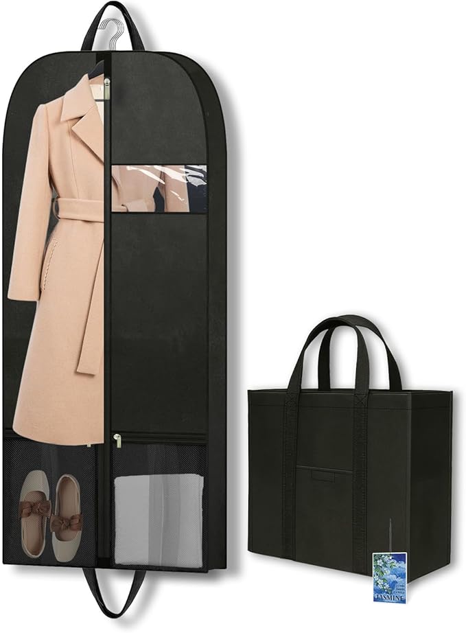Heavy Duty Clothing Storage Garment Bag, Large Hanging Garment Bags for Travel and Moving, Zippered Breathable Garment Bags for Long Dresses and Suits, Suit Bags for Closet Storage - 54 inches